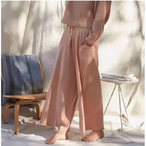 Lunya Cozy Cotton Silk Relaxed Pant in Otium/Tranquil Tan Wide Leg Medium NWOT - Picture 1 of 12